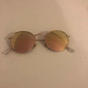 Pink mirrored Lens circle sunglasses
